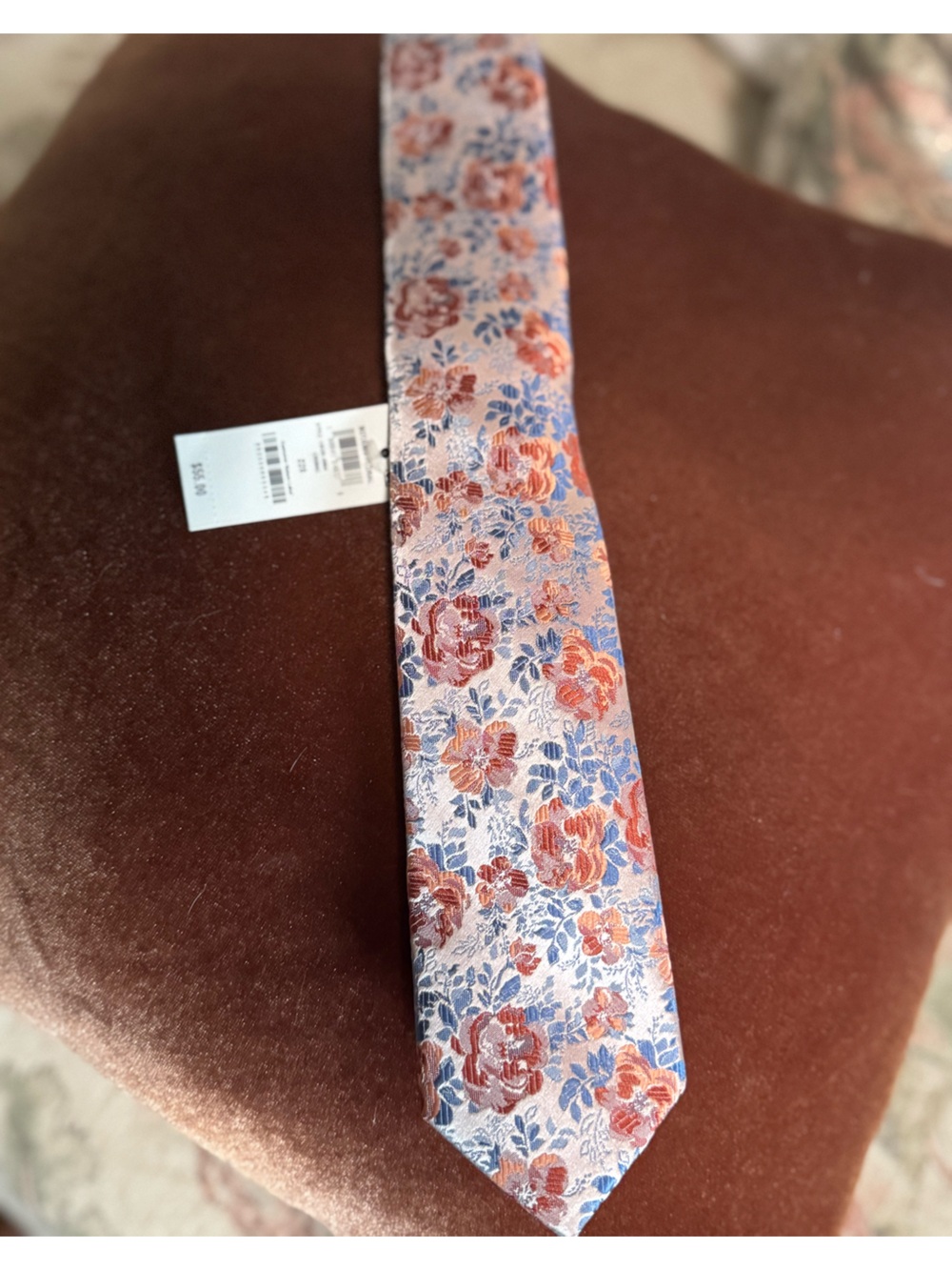 Bar III Floral Jacquard Mens Tie in Pink, Blue & Coral
